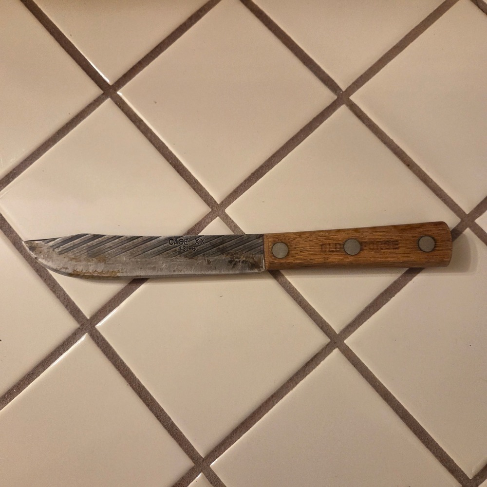 Vintage Case XX 431-6 Old Forge Butcher Knife Carbon Steel Wood Handle 6 Inch